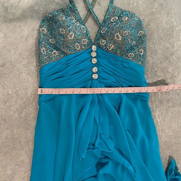 Beyond Jovani Blue Sequin High Low Ruffle Formal Dress 12 Pageant Prom Fairycore - Picture 11 of 12